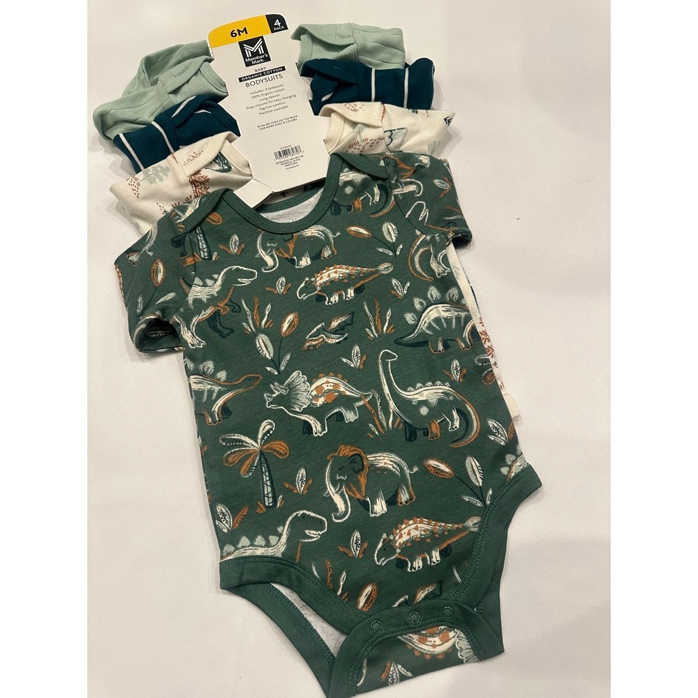 NWT Organic Cotton Long Sleeve Bodysuits, Sz 6 mths